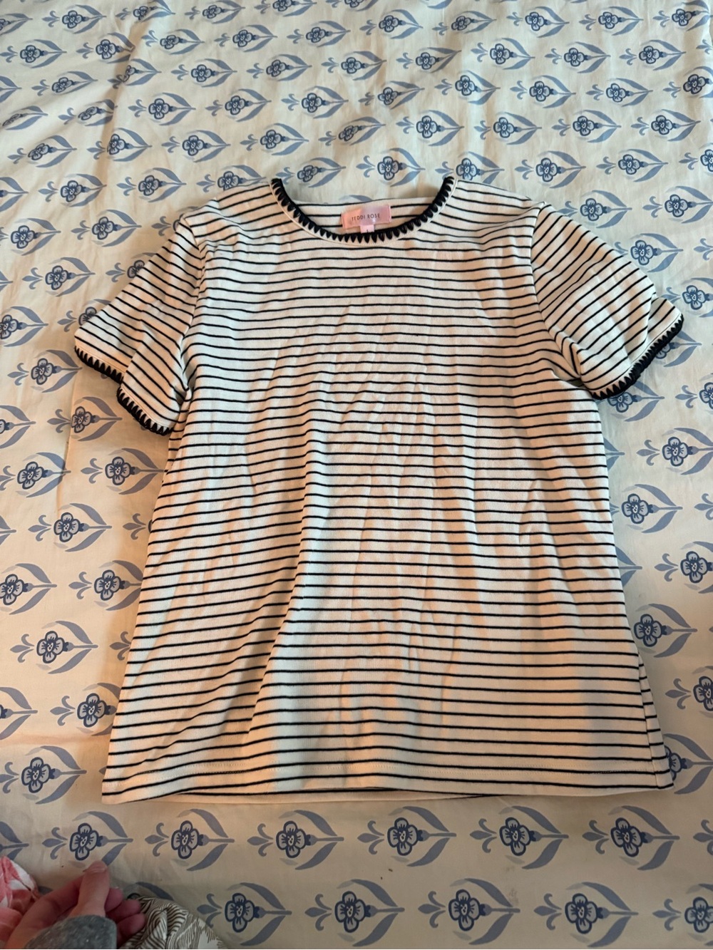 Women’s Striped Short Sleeve Crewneck Tee - Black & White